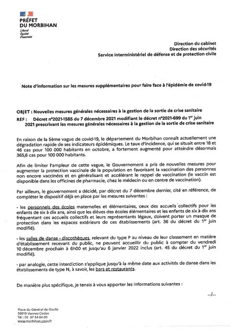 Note d information sur les mesures supplémentaires pour faire face à l