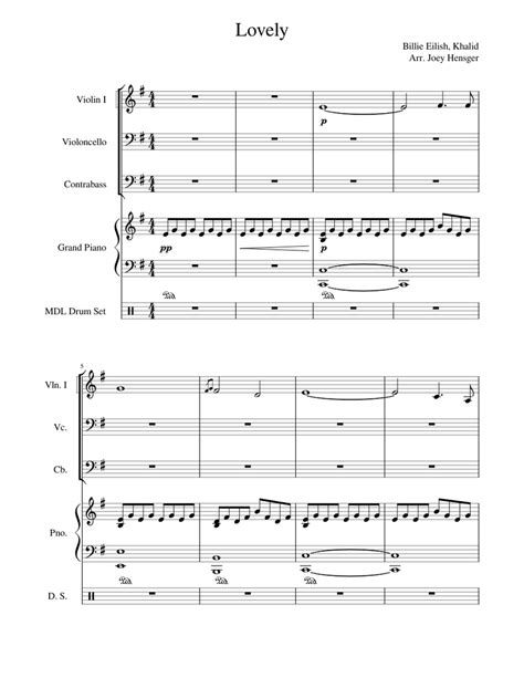 Lovely Sheet Music For Piano Contrabass Violin Cello Mixed Quartet