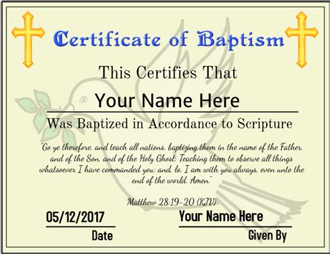 Official Baptism Certificate