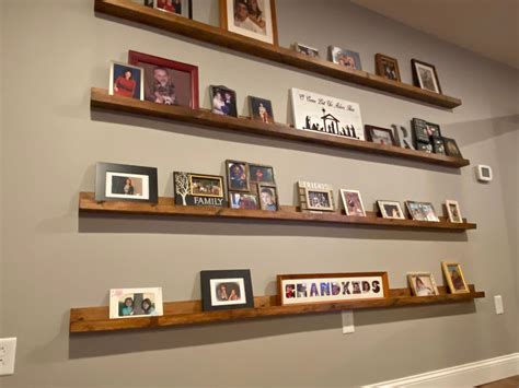 Low Profile Floating Shelf Wood Photo Ledge Hallway Shelf Floating