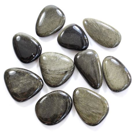 Gold Sheen Obsidian Smooth Stone Worry Stone 21548 £225 The