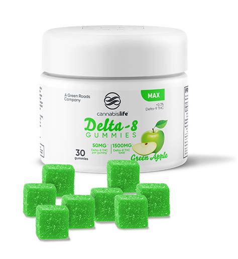 Cannabislife Delta 8 Cbd Gummies 1500mg 30ct Green Apple