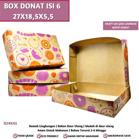 Jual Isi 10 B24K41 Box Donut Isi 6 Motif Donuts Ukuran 27X18 5X5 5