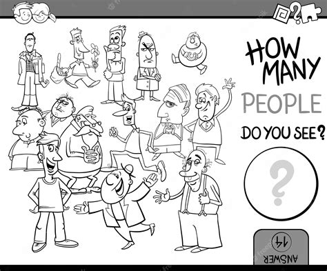 Premium Vector | Count people task coloring book