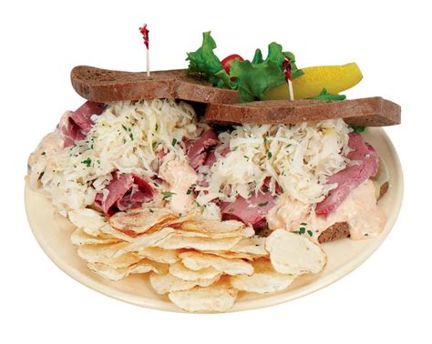 Corned Beef Sandwich With Chips Prepared Food Photos Inc