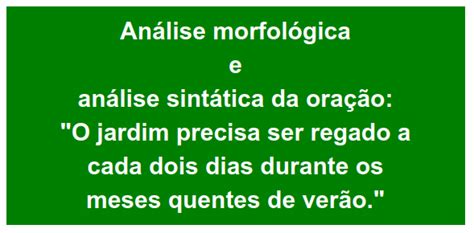 Português Análise morfológica e análise sintática da oração O jardim