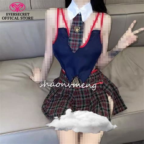 Sexy Lingerie Women College Style Cosplay Costume Sling British Style Plaid Girl Student Uniform