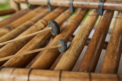 The Traditional Musical Instrument Gamelan Is Made Of Bamboo On The