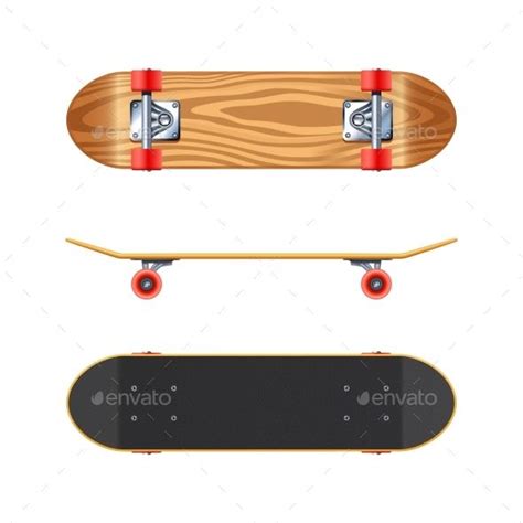 Skateboard Deck Side Bottom Realistic Illustration | Skateboard decks ...