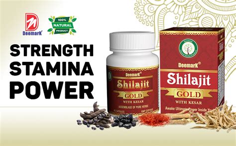 Deemark Shilajit Gold 100 Ayurvedic Capsules For Strength Stamina