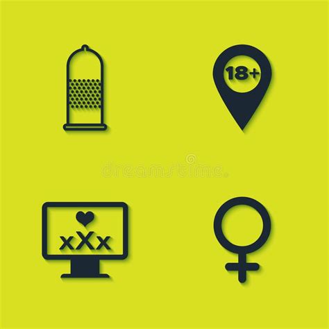 Set Condom Safe Sex Female Gender Symbol Monitor With 18 Plus Content