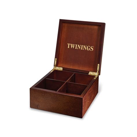 Twinings Deluxe Wooden Tea Box 4 Compartment Empty