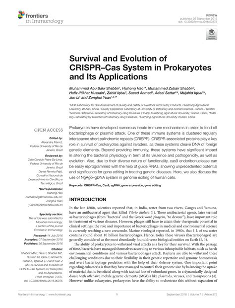 Solution Survival And Evolution Of Crispr Cas System Studypool