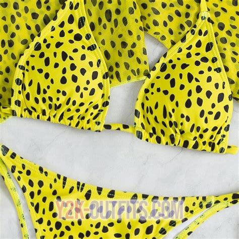 Yellow Polka Dot Bikini Y2K Outfits
