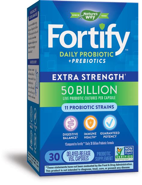 Fortify Extra Strength Probiotic 50 Billion Live Cultures 30 Count