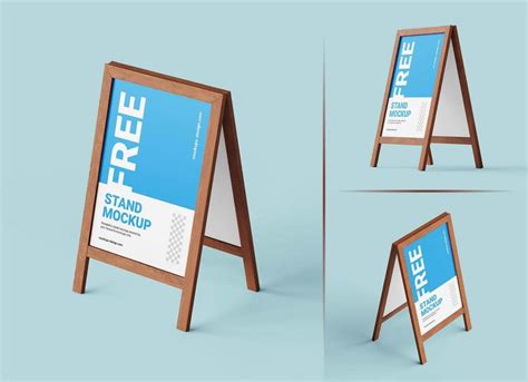 Free Wooden A Stand Mockup Psd Set