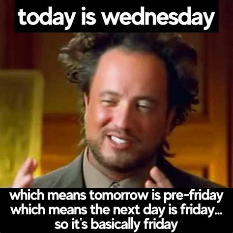 Today Is Wednesday Almost Friday Meme Wednesday Work Meme Almost