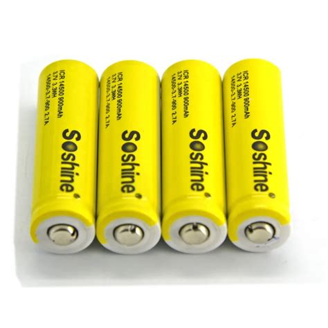 2 Pcs Original SOSHINE LI ION 14500 AA 900MAH 3 7V HIGH DRAIN