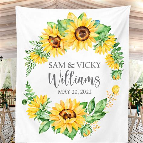 Lofaris Personalized Sunflower Flowers Wedding Backdrop