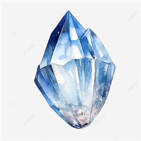 Watercolor Illustration Of A Crystal Sapphire Crystal Healing Flow