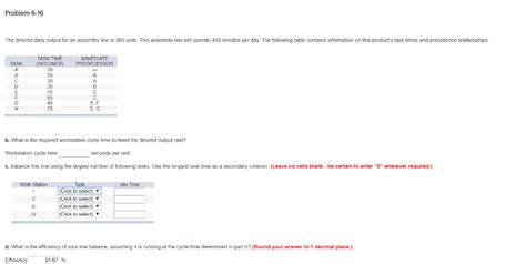 Solved Problem 6 16 The Desired Daily Output For An Assembly Chegg