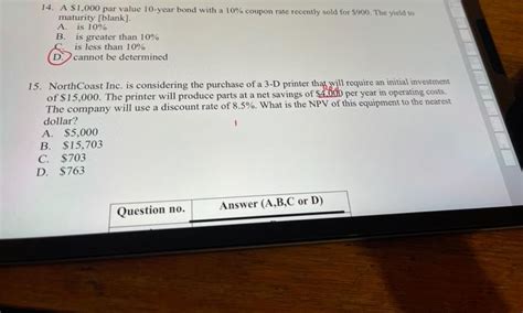 Solved 14 A 1000 Par Value 10 Year Bond With A 10 Coupon