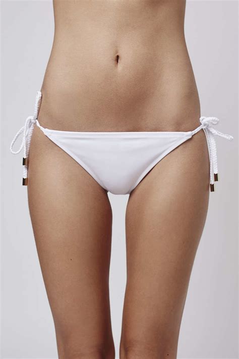 Lyst Topshop Braided Tieside Bikini Bottoms In White