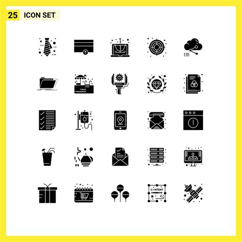 Modern Set Of Solid Glyphs And Symbols Such As Computing Cloud