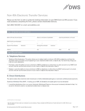 Fillable Online Dws Form Non Ira Electronic Account Services Fax