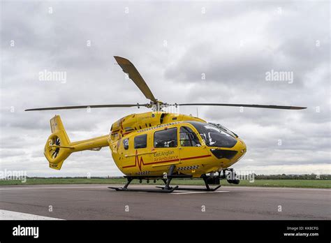 The East Anglia Air Ambulance Airbus H145 Anglian Two Sits On The