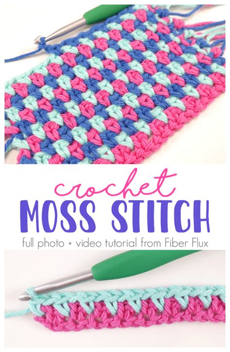 Crochet Moss Stitch Full Photo Video Tutorial Fiberfluxblog