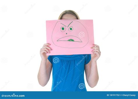 Girl Hiding Behind Fake Face - Emotional Series Stock Photo - Image of ...