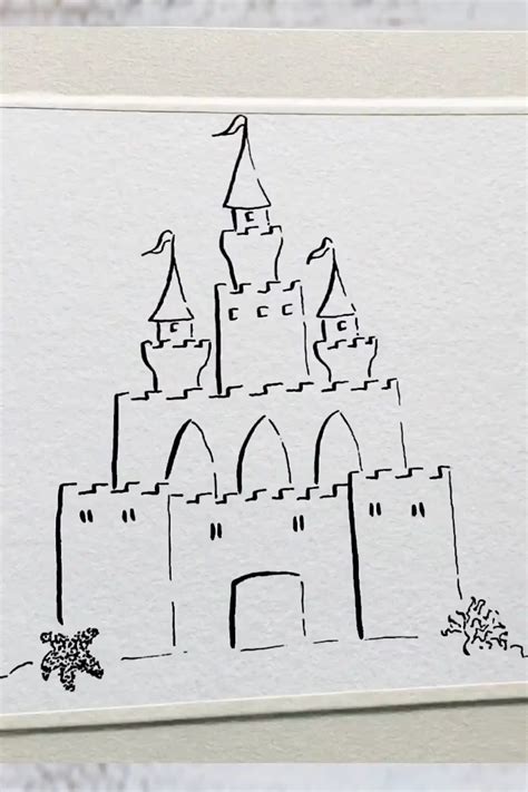 Sand Castle Drawing With A Loose Watercolor Background Artofit