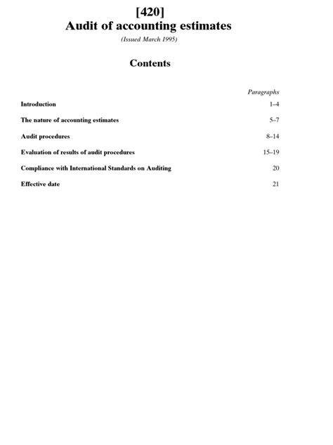 Sas 420 Audit Of Accounting Estimates Pdf Audit Accounting