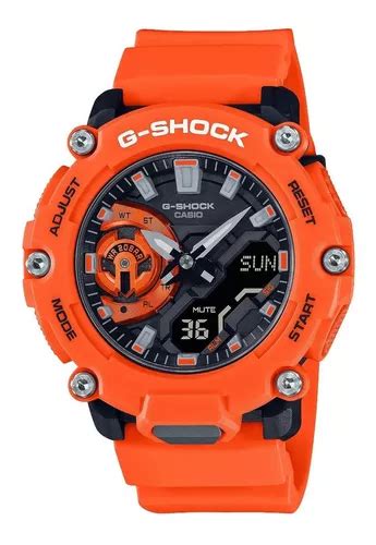 Reloj pulsera Casio G Shock GA 2200M de cuerpo color naranja analógico