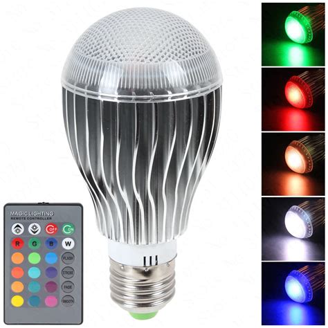 Ultra brilhante 10 W E27 RGB LED lâmpada Luz 85 265 V 16 Cores RGB bola