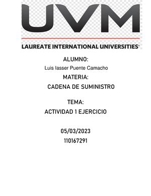 A Uvm Cadena De Suministros Actividad Ejercicio Plan Maestro De