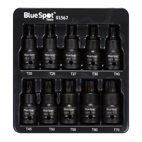 BlueSpot 10 Piece 1 2 Impact Torx Bit Sockets T20 T70 Machine Mart