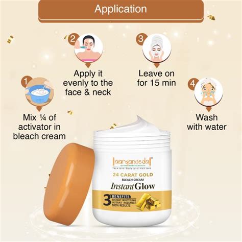 Aryanveda Carat Gold Bleach Cream For All Skin Types Provides