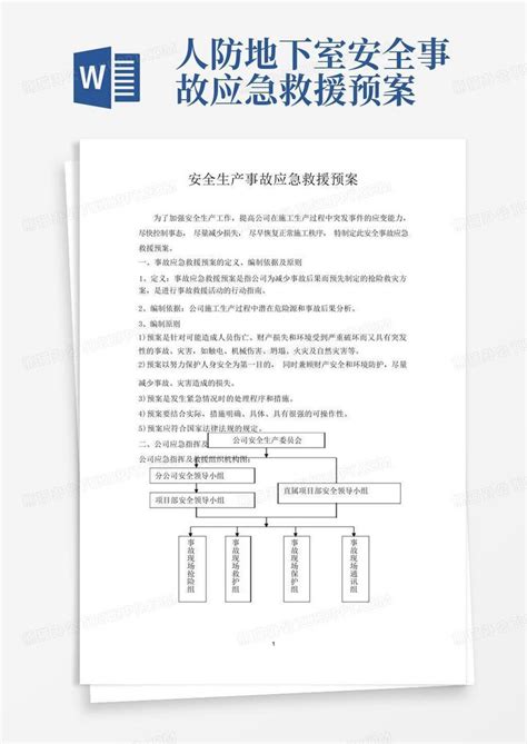 人防地下室安全事故应急救援预案word模板下载编号qxprzznr熊猫办公