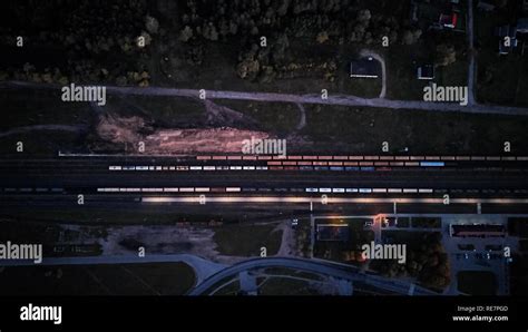 train station at night top view Stock Photo - Alamy