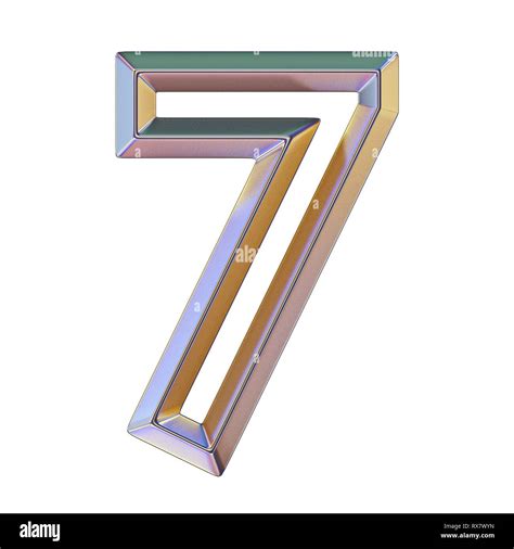 Chrome Font With Colorful Reflections Number Seven D Render