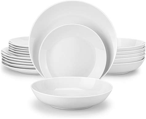 Malacasa Piece Gourmet Porcelain Dinnerware Sets Modern White Round