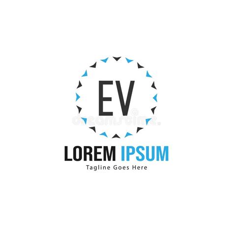 Initial Ev Logo Template With Modern Frame Minimalist Ev Letter Logo