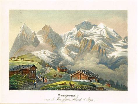 Wengernalp vers la Joungfrau Mönch et Eiger MAS Estampes Anciennes