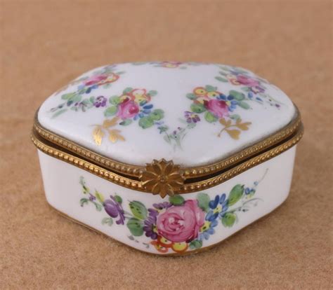 Porcelain Hinged Trinket Box Limoges France Hand Painted Floral Gilt