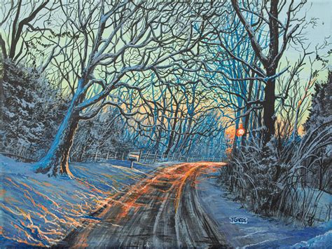 Winter Kentucky landscape I did for some light study : r/acrylicpainting