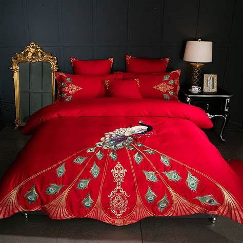 Chic Embroidery Luxury Bedding Set Queen King Size Duvet Cover Bed