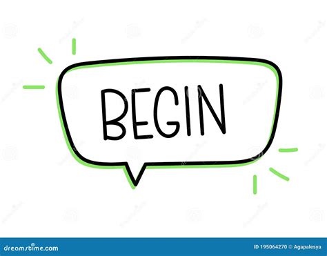 Begin Inscription Handwritten Lettering Illustration Black Vector