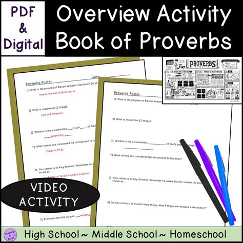 Book Of Proverbs Bible Overview Summary Activity Made By Teachers